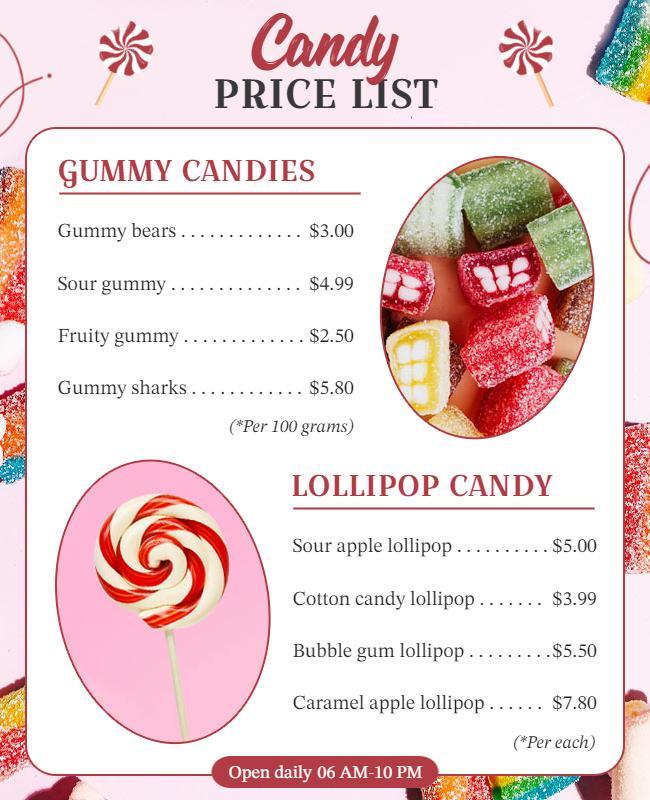 Candy Store Price List Flyer Template