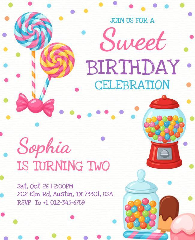 Candy Themed Birthday Celebration Flyer Template