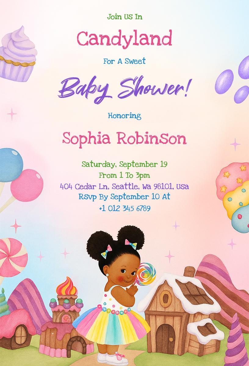 Candyland Sweet Celebration Baby Shower Invitation Template