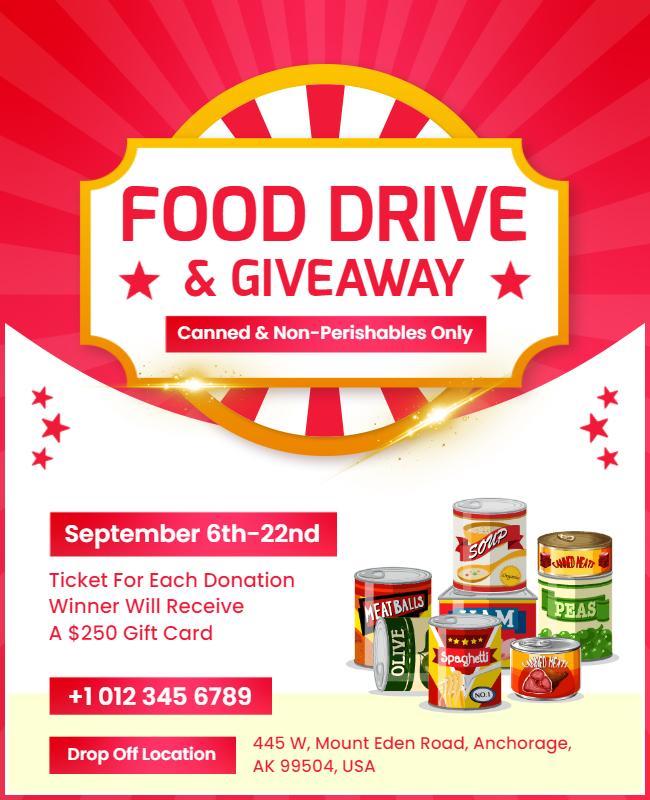 Canned Food Drive and Giveaway Event Flyer Template