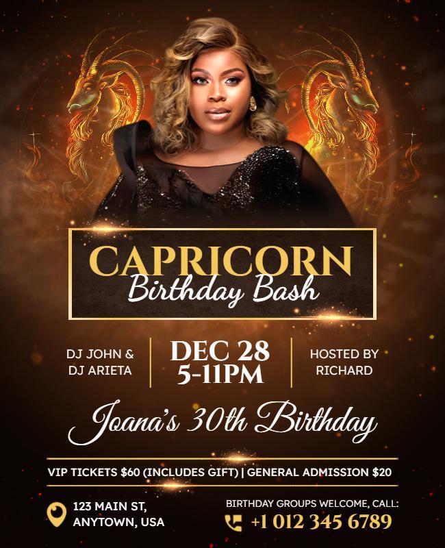 Capricorn Birthday Bash Flyer Template