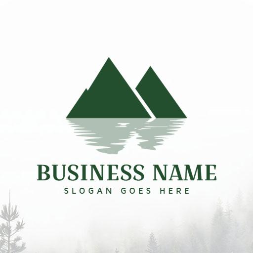 Captivating Green Mountain Reflection Over Still Water Logo Template
