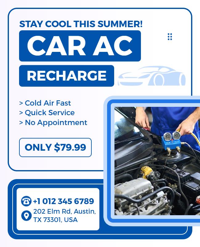 Car AC Recharge Service Promotional Flyer Template