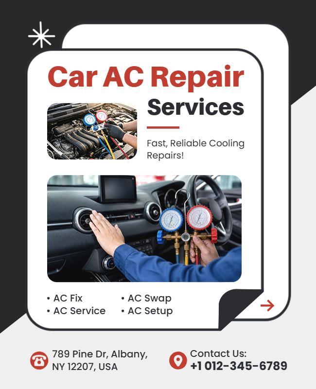 Car Air Conditioning Repair Service Poster Template