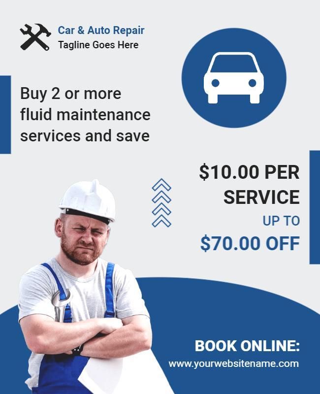 Car and Auto Repair Service Discount Flyer Template