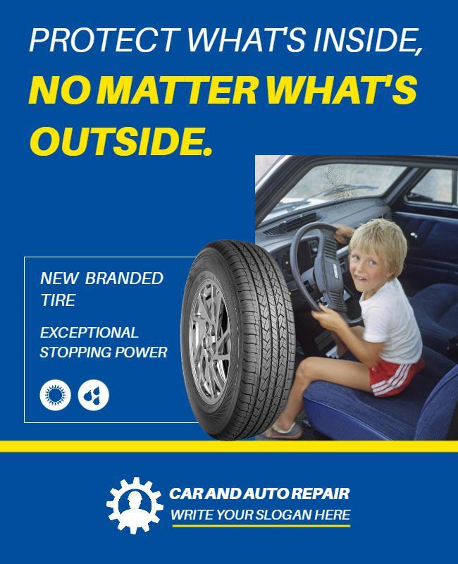 Car and Auto Repair Tire Promotion Flyer Template