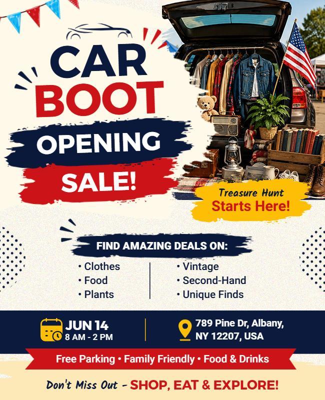 Car Boot Opening Sale Flyer Template
