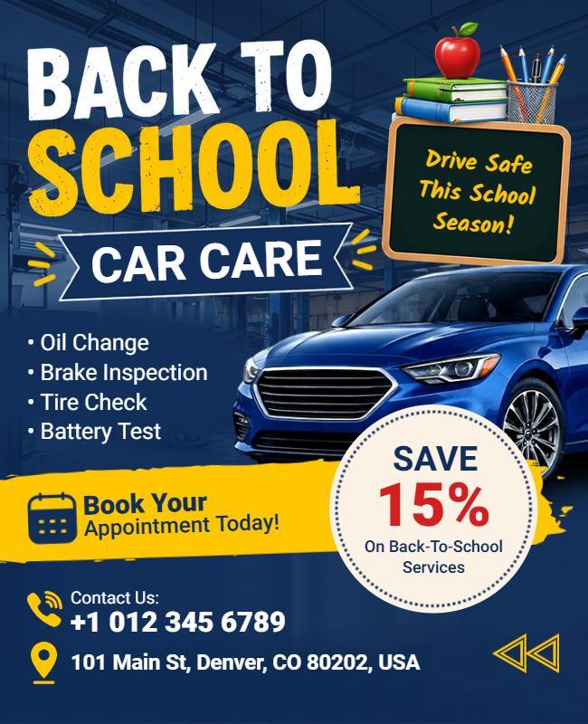 Car Care Services for Back to School Flyer Template