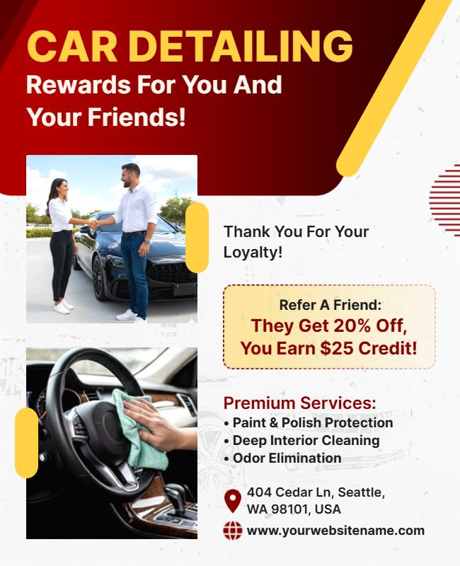 Car Detailing Referral Rewards Flyer Template