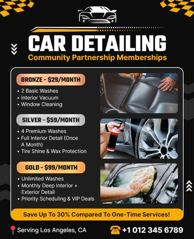 Car Detailing Service Membership Flyer Template