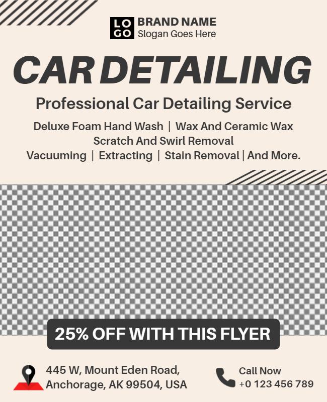 Sleek Monochrome Car Detailing Service Flyer Template