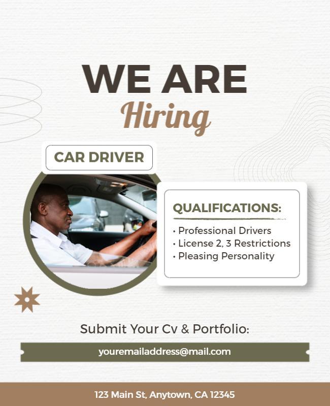 Car Driver Job Hiring Flyer Template