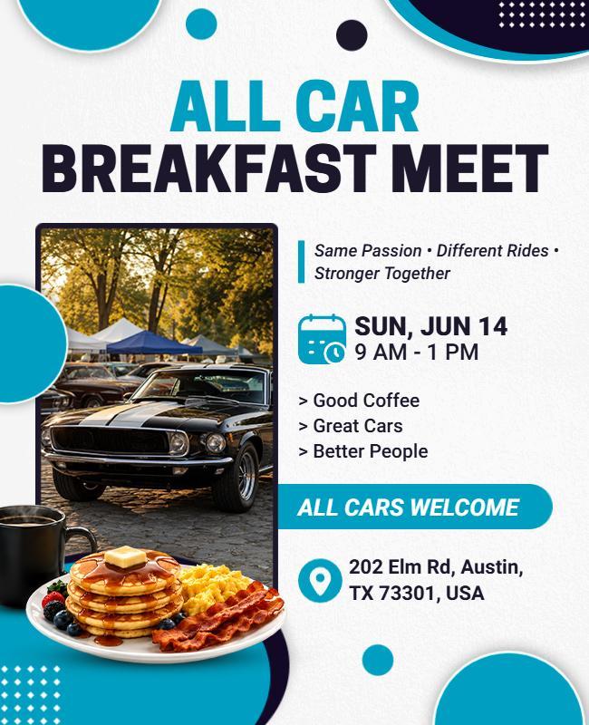 Car Enthusiasts Breakfast Meet Flyer Template