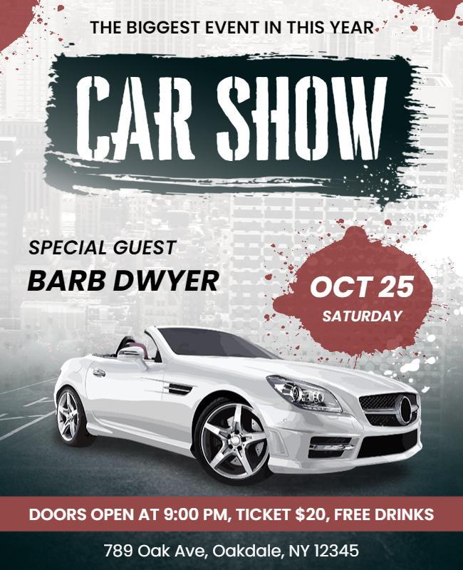 Car Exhibition Event with Guest Appearance Flyer Template