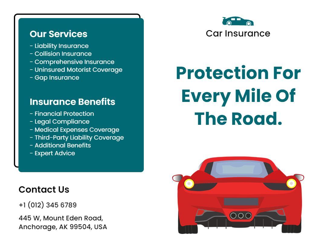 Car Insurance Protection and Coverage Services Brochure Template