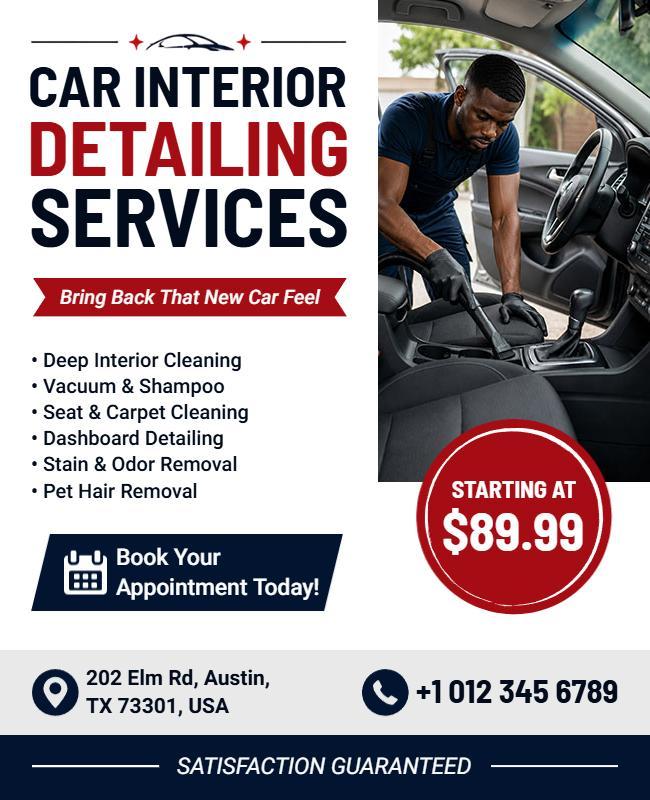 Car Interior Detailing Services Promotional Flyer Template