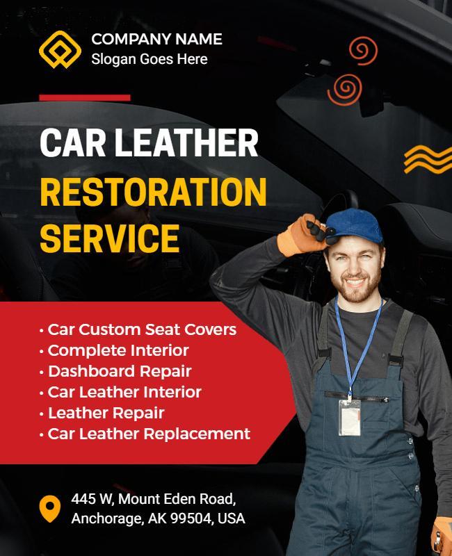 Car Leather Restoration Service Flyer Template