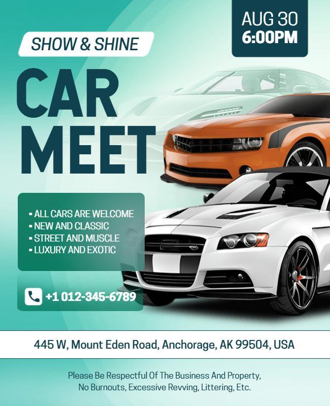 Car Meet Auto Enthusiasts Gathering Flyer Template