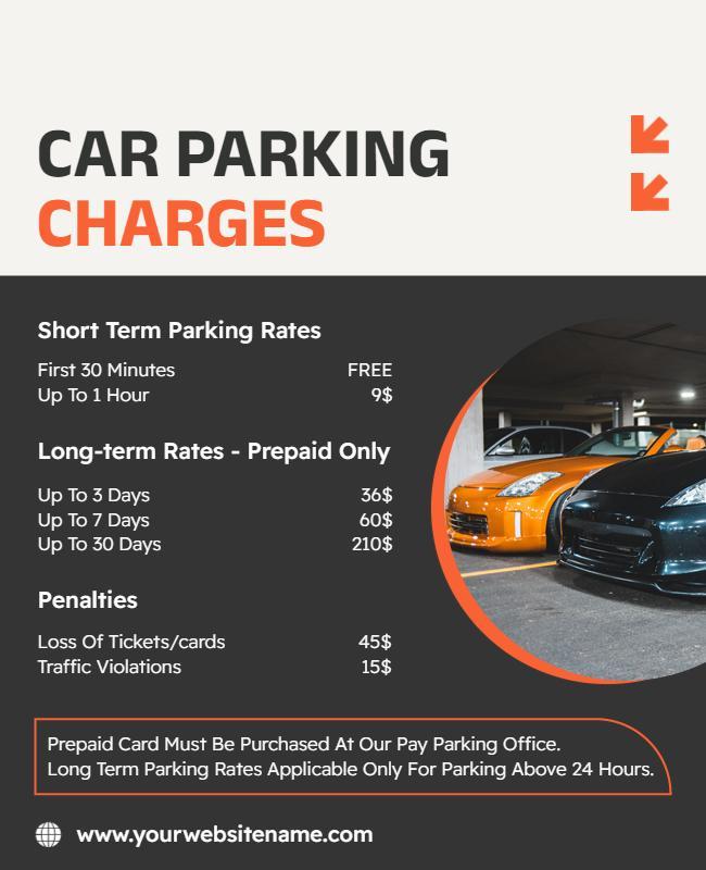 Car Parking Rates and Charges Flyer Template