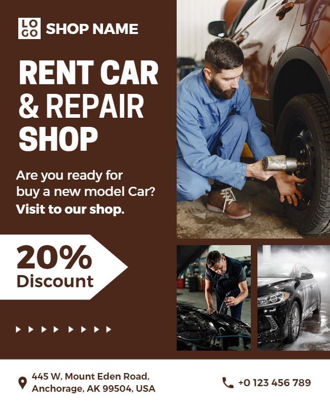 Car Rental and Repair Service Promotion Flyer Template