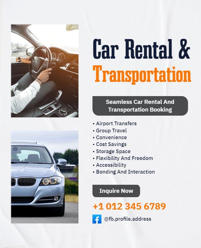 Car Rental and Transportation Services Flyer Template