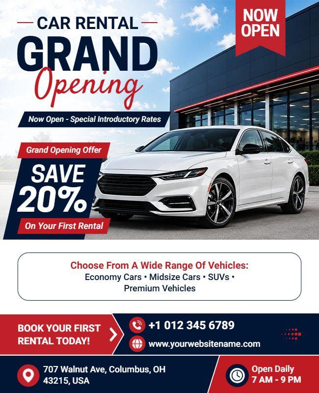 Car Rental Grand Opening Promotion Flyer Template