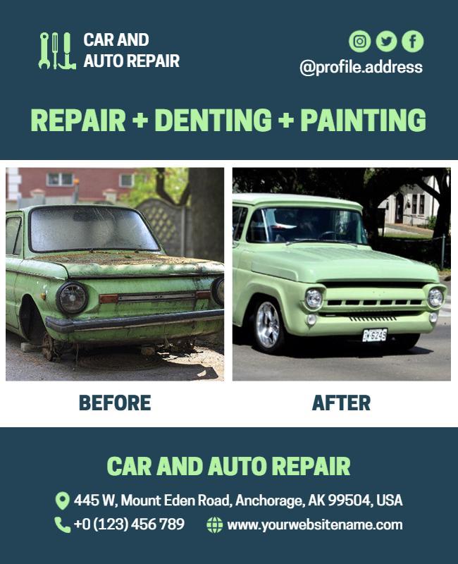 Car Repair and Painting Service Flyer Template