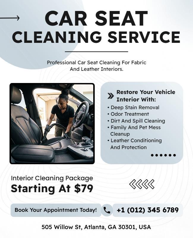 Car Seat Cleaning Service Promotion Flyer Template