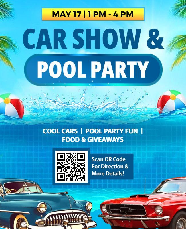 Car Show and Pool Party Event Flyer Template