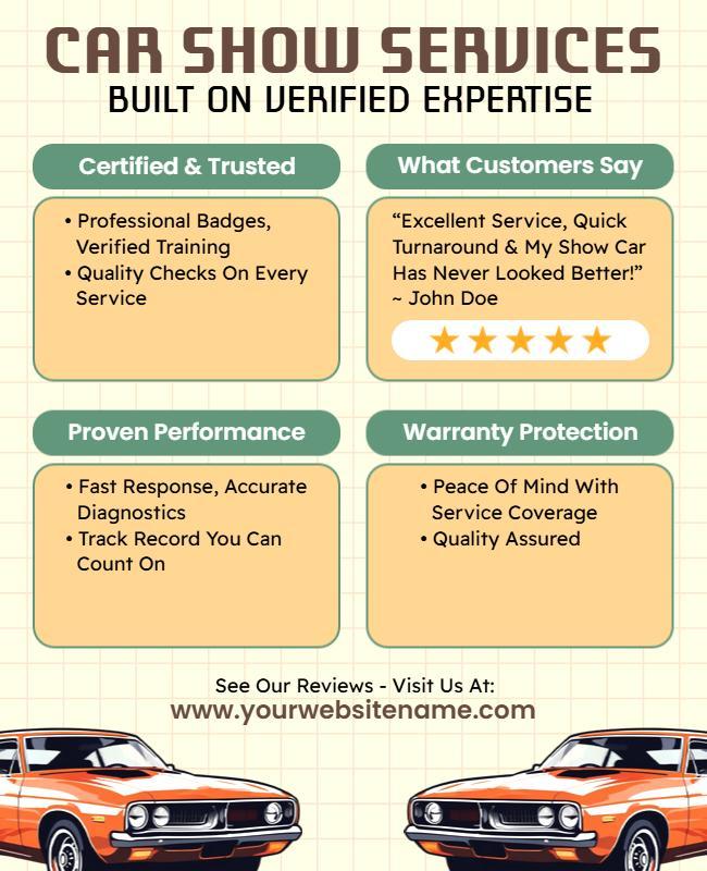 Car Show Services with Verified Expertise Flyer Template