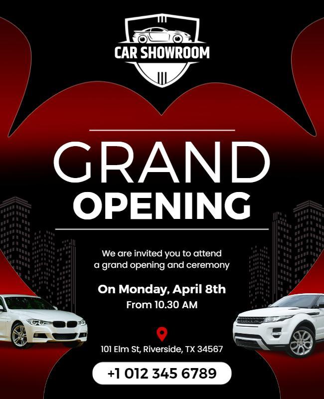 Car Showroom Grand Opening Event Flyer Template