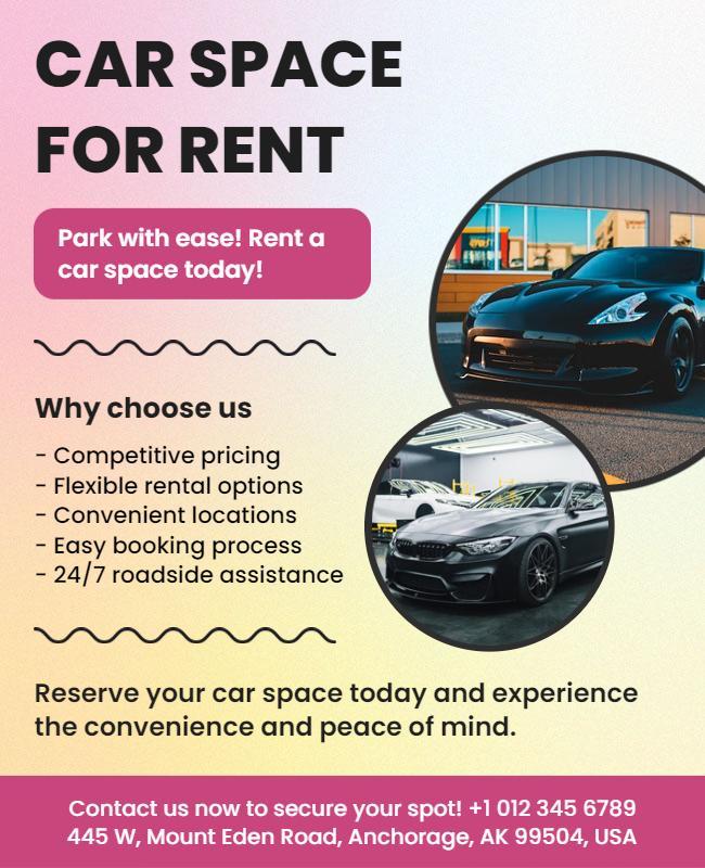 Car Space Rental Service Promotional Flyer Template