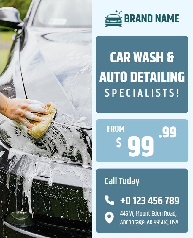 Car Wash and Auto Detailing Service Flyer Template