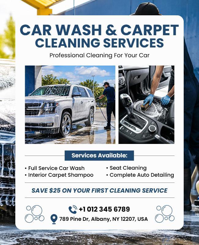 Car Wash and Carpet Cleaning Services Flyer Template