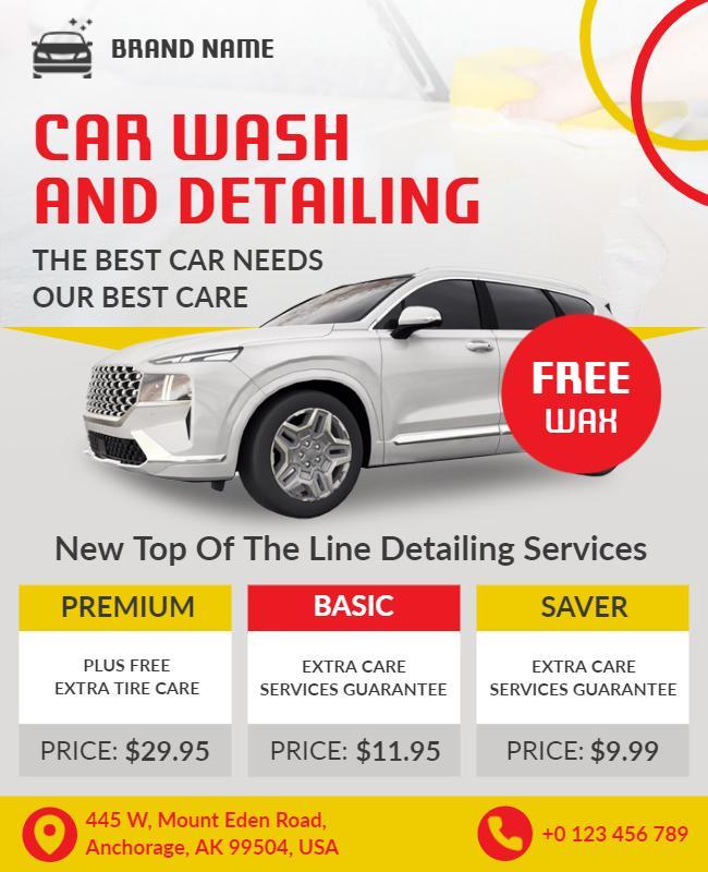 Bold Modern Car Wash and Detailing Services Flyer Template