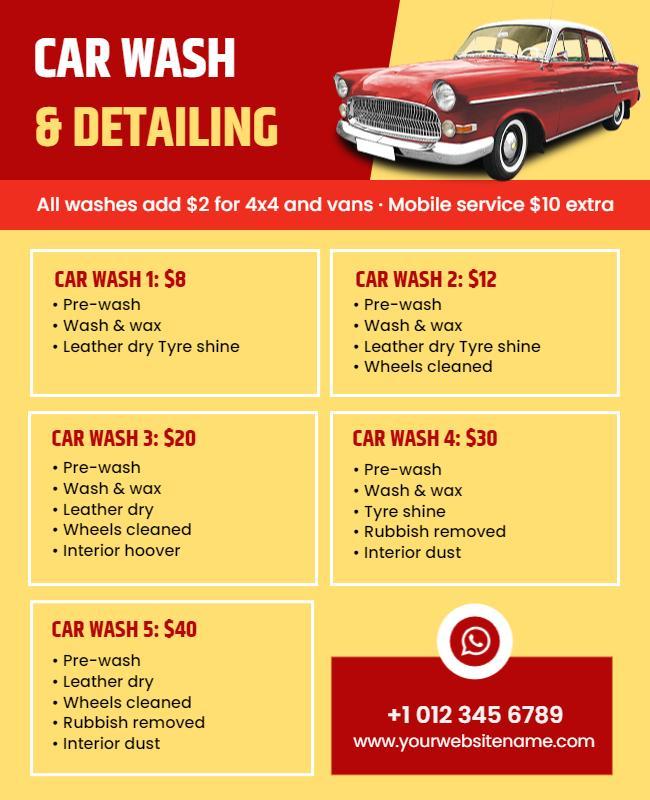 Car Wash and Detailing Services Flyer Template