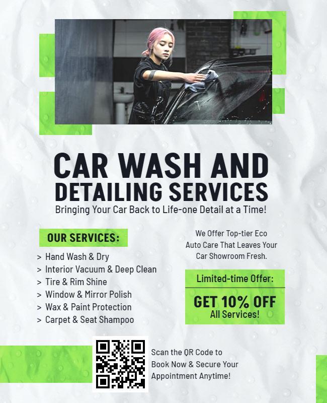 Car Wash and Detailing Services Promotional Flyer Template