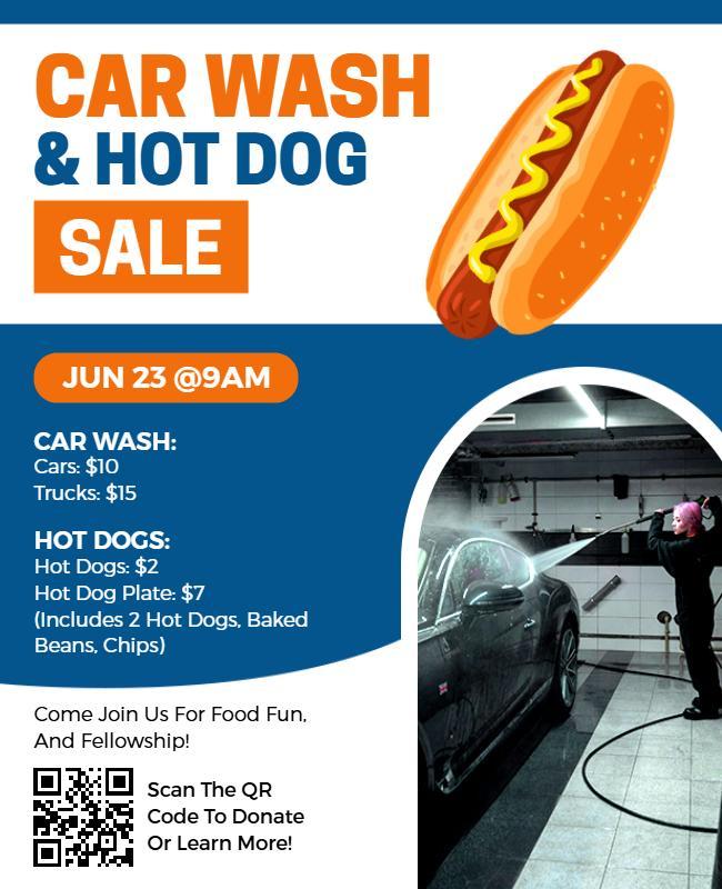 Car Wash and Hot Dog Sale Event Flyer Template
