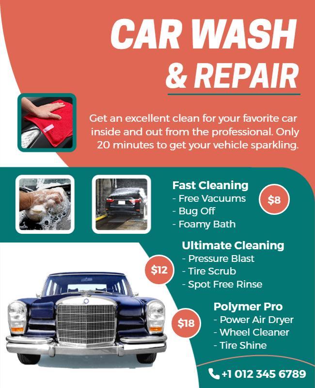 Car Wash and Repair Service Flyer Template