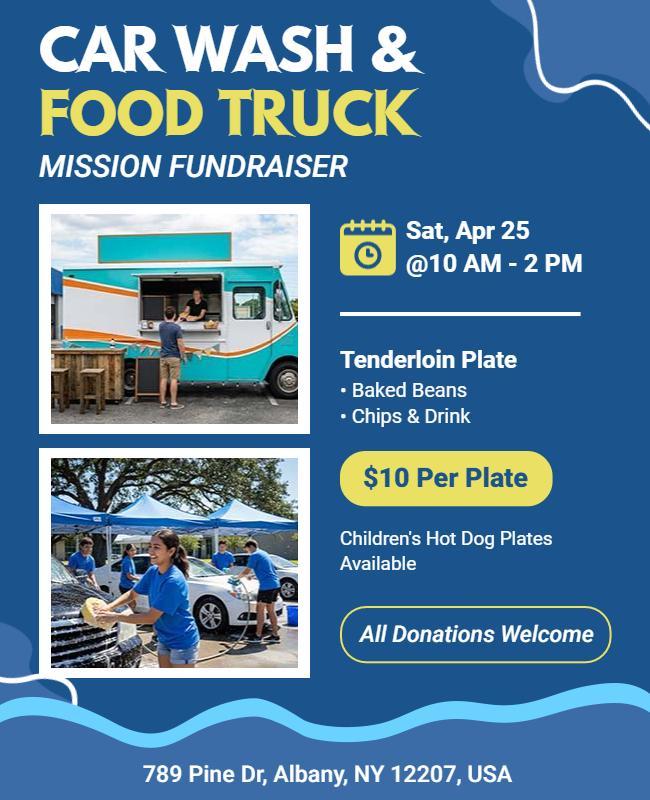 Car Wash Food Truck Fundraiser Flyer Template