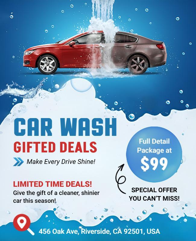 Car Wash Gifted Deals Promotion Flyer Template