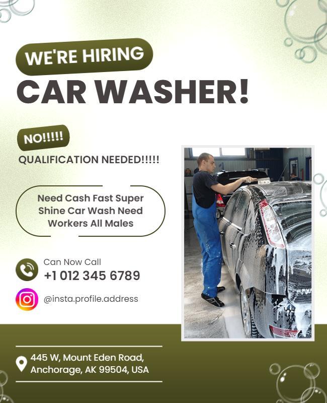 Car Wash Job Hiring Flyer Template