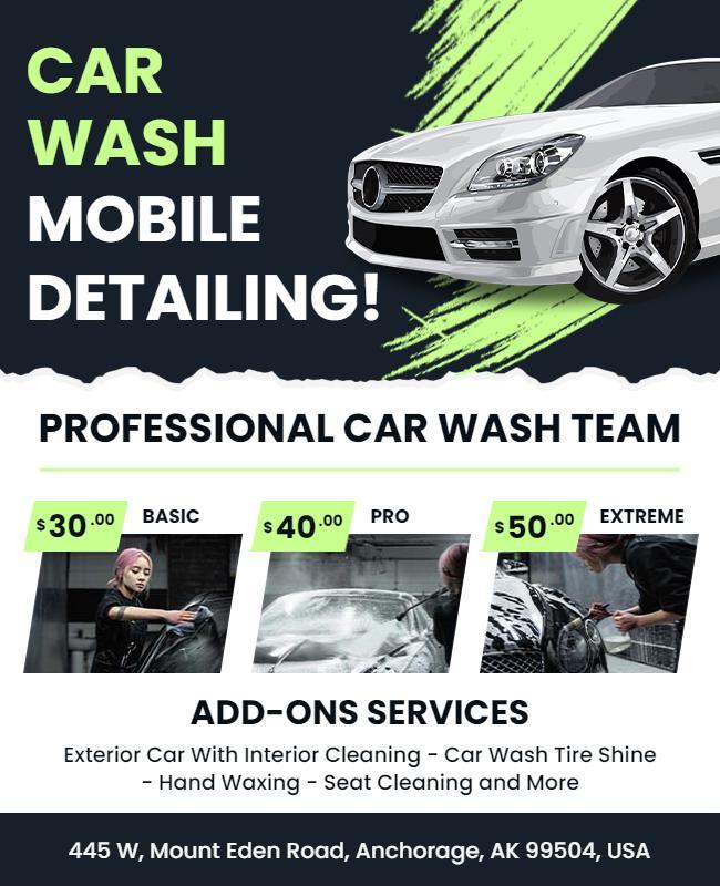 Car Wash Mobile Detailing Service Flyer Template