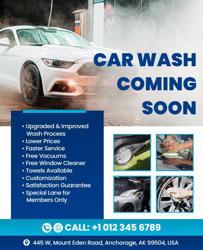 Car Wash Opening Announcement Flyer Template