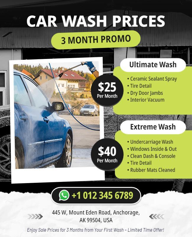 Car Wash Price Promotion Flyer Template