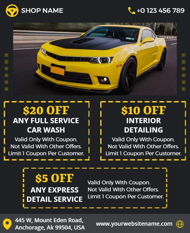 Car Wash Service Discount Offer Flyer Template