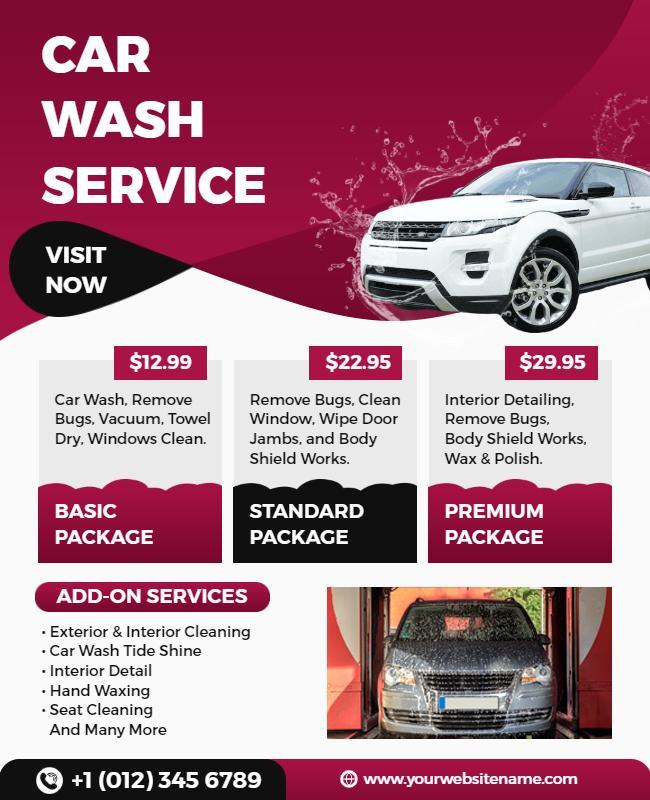 Car Wash Service Packages Flyer Template