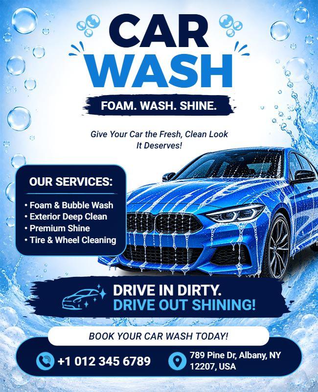 Car Wash Service Promotional Flyer Template