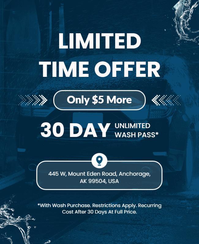 Car Wash Unlimited Pass Promotion Flyer Template