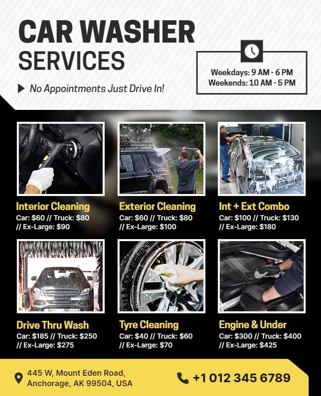 Car Washing Service Options Flyer Template